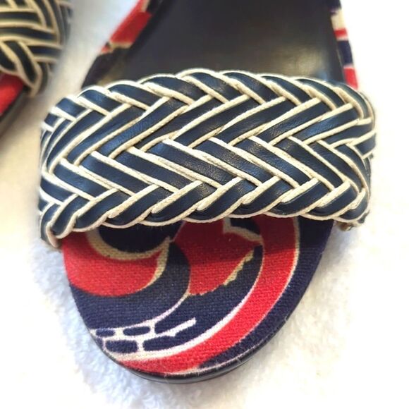 Tory Burch Shoes Size 9 Heels Navy, White and Red - Picture 2 of 9